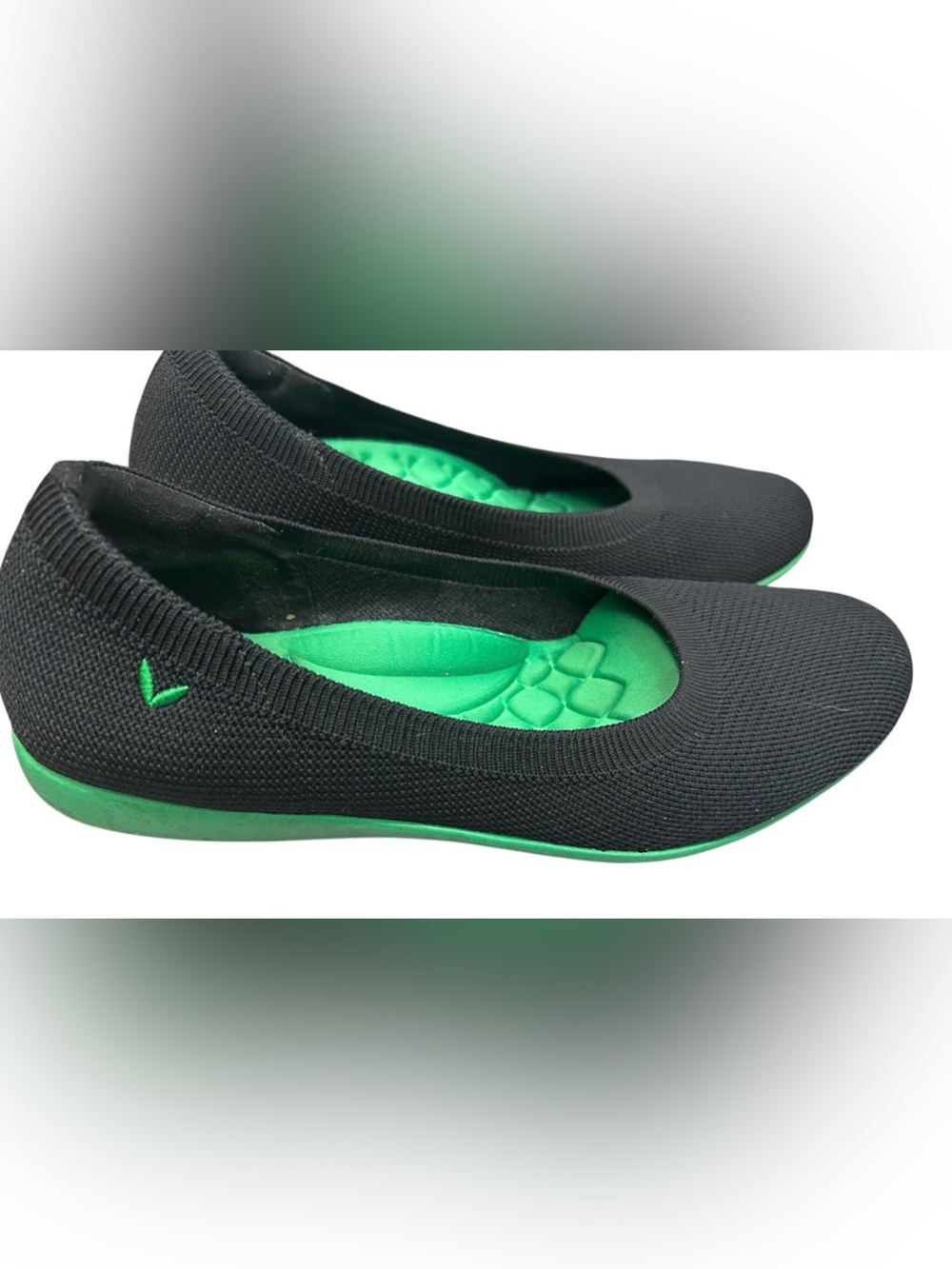 VIVAIA Claire Walker Knit Ballet Flats Black Green Insole Size 40.5 US 9.5